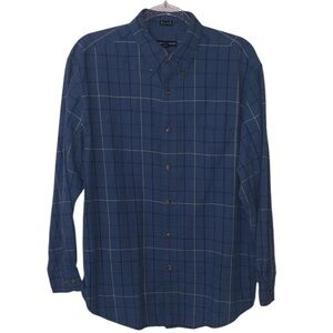 Cambridge Classics Blue Checkered Men's Long Sleeve Button Down Shirt Easy Care